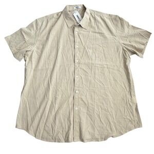COOFANDY Mens Button Down Shirt XXL Tan Linen Blend Short Sleeve Summer Casual